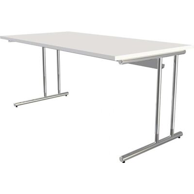 Bureau rectangulaire blanc Kerkmann avec pied en C chromé - 160x80cm Bureau rectangulaire blanc Kerkmann avec pied en C chromé - 160x80cm