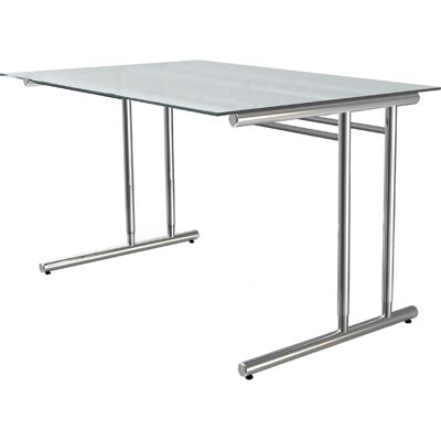 Bureau de Bureau Kerkmann - Verre Rectangulaire, Réglable en Hauteur, Pied en Chrome Bureau de Bureau Kerkmann - Verre Rectangulaire, Réglable en Hauteur, Pied en Chrome