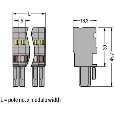 Wago 769-102 Grau Terminalblock 2-polig - Stecker Wago 769-102 Grau Terminalblock 2-polig - Stecker