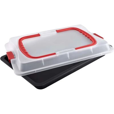 Plaque de cuisson Dr. Oetker Bake & Go avec couvercle - 29x42cm - Publicité Plaque de cuisson Dr. Oetker Bake & Go avec couvercle - 29x42cm - Publicité