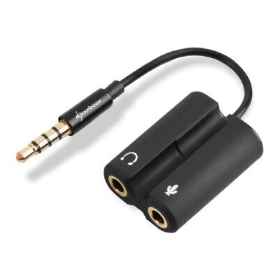 Kompaktní audio adaptér Sharkoon - TRRS 3,5 mm na stereo mikrofon - Černý Kompaktní audio adaptér Sharkoon - TRRS 3,5 mm na stereo mikrofon - Černý