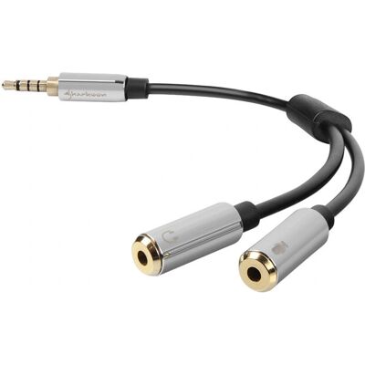 Sharkoon Pmp35 - Adaptér na audio - Mini zástrčka se 4 póly - 12cm Sharkoon Pmp35 - Adaptér na audio - Mini zástrčka se 4 póly - 12cm
