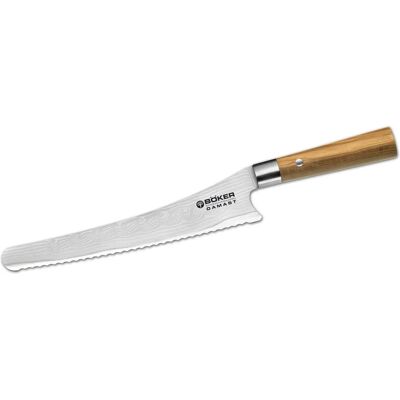 Couteau à pain Böker Damasco olive - 23,5cm lame damassée Couteau à pain Böker Damasco olive - 23,5cm lame damassée