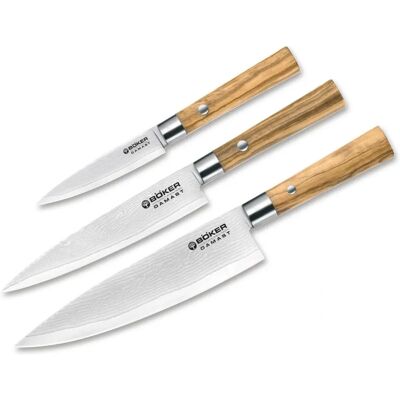 Set di coltelli Böker Damast Olive - Posate Set di coltelli Böker Damast Olive - Posate
