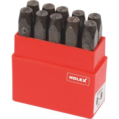 HOLEX - Jeu de poinçons numériques, 10 pcs, 0-9, 2mm, 3mm, 25mm - Outil de poinçonnage - Publicité HOLEX - Jeu de poinçons numériques, 10 pcs, 0-9, 2mm, 3mm, 25mm - Outil de poinçonnage - Publicité