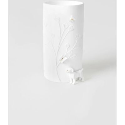 Raeder Weiss Vase Chien et Papillon - Décor en Porcelaine 9x17cm - Publicité Raeder Weiss Vase Chien et Papillon - Décor en Porcelaine 9x17cm - Publicité