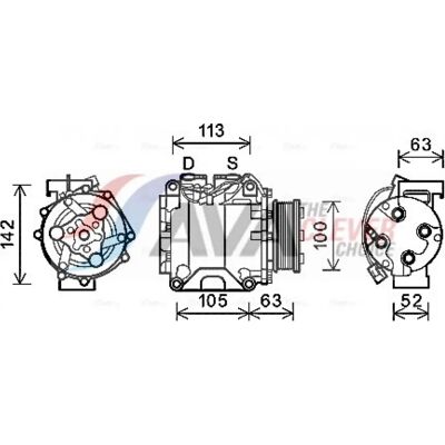 PRASCO HS110R Compact Air Conditioning Compressor - Air Conditioner Parts PRASCO HS110R Compact Air Conditioning Compressor - Air Conditioner Parts