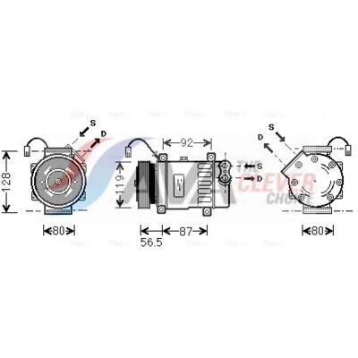 PRASCO PEAK036 Car Air Conditioning Compressor - SD7V16, R134a, for Peugeot, Citroen, Lancia, Fiat PRASCO PEAK036 Car Air Conditioning Compressor - SD7V16, R134a, for Peugeot, Citroen, Lancia, Fiat