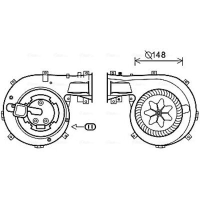 PRASCO OL8618 HVAC Blower Motor - 12V, 150mm, 2-Pole PRASCO OL8618 HVAC Blower Motor - 12V, 150mm, 2-Pole