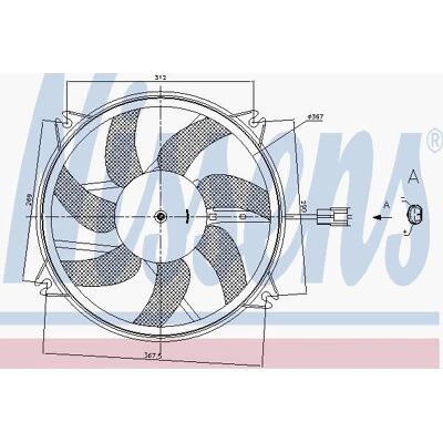 PRASCO PE7556 Radiatorblæser - Nominal effekt 250W, Diameter 390mm, 7 blade PRASCO PE7556 Radiatorblæser - Nominal effekt 250W, Diameter 390mm, 7 blade