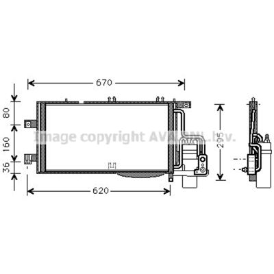 Condensor de aluminio PRASCO OLA5370D con secador - Para Opel Corsa/Combo Condensor de aluminio PRASCO OLA5370D con secador - Para Opel Corsa/Combo