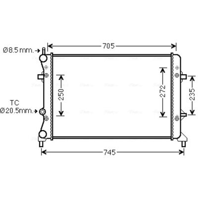 Volkswagen Kühler - VN2359 - Aluminiumlamellen - Kunststofftank - Mechanisch befestigte Lamellen Volkswagen Kühler - VN2359 - Aluminiumlamellen - Kunststofftank - Mechanisch befestigte Lamellen