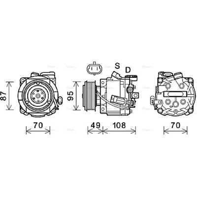 AVA QUALITY COOLING Compressor - QS90 - R134a - 86cc - 95mm pulley - Chevrolet Aveo AVA QUALITY COOLING Compressor - QS90 - R134a - 86cc - 95mm pulley - Chevrolet Aveo