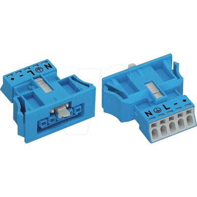 Conector de alimentación WAGO 890-2105 Serie - Recto, 5 bornes, Azul Conector de alimentación WAGO 890-2105 Serie - Recto, 5 bornes, Azul