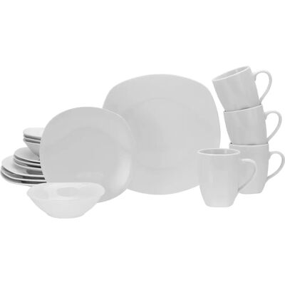 Set di stoviglie quadrato Creatable 16 pezzi - Porcellana, microonde Set di stoviglie quadrato Creatable 16 pezzi - Porcellana, microonde