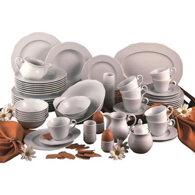 CreaTable Arianne 61-Piece Dinnerware Set - Classic White CreaTable Arianne 61-Piece Dinnerware Set - Classic White