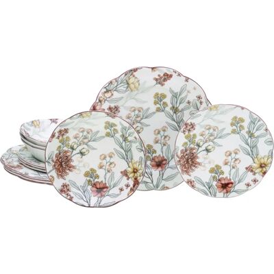 CreaTable Fiore Juego de Vajilla de 12 Piezas - Juego de Vajilla CreaTable Fiore Juego de Vajilla de 12 Piezas - Juego de Vajilla