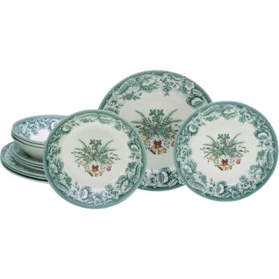 CreaTable, 12-tlg. Geschirrset - Weihnachten Grün - Festliches Geschirr CreaTable, 12-tlg. Geschirrset - Weihnachten Grün - Festliches Geschirr