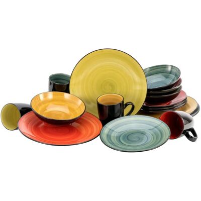 CreaTable Samoa 16-teiliges Geschirr-Set - Bunte Moderne Optik CreaTable Samoa 16-teiliges Geschirr-Set - Bunte Moderne Optik