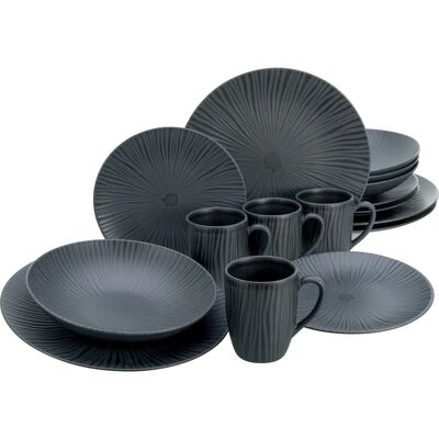 Ensemble de Vaisselle Vesuvio Noir 16 Pièces Ensemble de Vaisselle Vesuvio Noir 16 Pièces