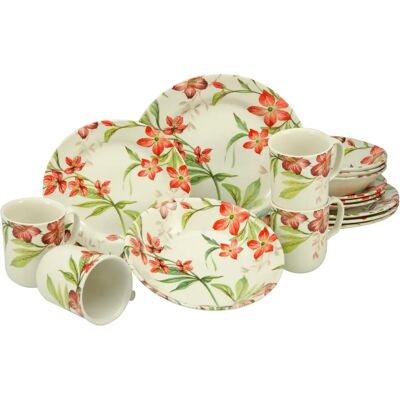CREATABLE Conjunto de vajilla Summer Cottage - 16 piezas para 4 CREATABLE Conjunto de vajilla Summer Cottage - 16 piezas para 4