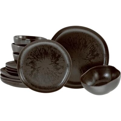 Creatable JEDÁLENSKÝ SERVIS - Juego de 12 platos - Negro Antracita-Rost Metálico Creatable JEDÁLENSKÝ SERVIS - Juego de 12 platos - Negro Antracita-Rost Metálico