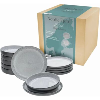 Set di Piatti Nordic Fjord 12 Pezzi - Minimalismo Scandinavo Set di Piatti Nordic Fjord 12 Pezzi - Minimalismo Scandinavo