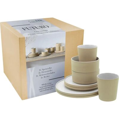 Creatable Futuro Beiges Geschirr-Set für 2 - Geschirrset Creatable Futuro Beiges Geschirr-Set für 2 - Geschirrset
