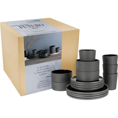 Creatable Futuro 16-tlg. Schwarzes Geschirr-Set für 4 Creatable Futuro 16-tlg. Schwarzes Geschirr-Set für 4