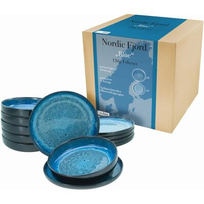 Creatable Nordic Fjord Geschirr-Set - 12-tlg., Blau, Skandinavisches Design Creatable Nordic Fjord Geschirr-Set - 12-tlg., Blau, Skandinavisches Design