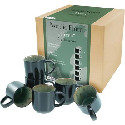 CreaTable Nordic Fjord Kaffeetassen Set - 6 Stück, 285 ml, Grün CreaTable Nordic Fjord Kaffeetassen Set - 6 Stück, 285 ml, Grün