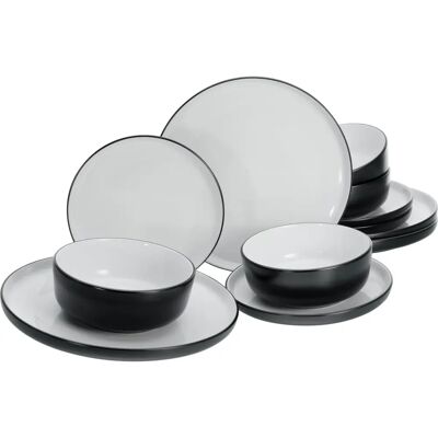 CreaTable Nordic Schwarz 12-teilige Geschirrset - Teller-Set CreaTable Nordic Schwarz 12-teilige Geschirrset - Teller-Set