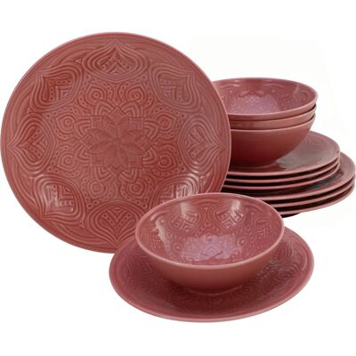 Ensemble de vaisselle Creatable Orient Mandala - 12 pièces, rouge, porcelaine Ensemble de vaisselle Creatable Orient Mandala - 12 pièces, rouge, porcelaine