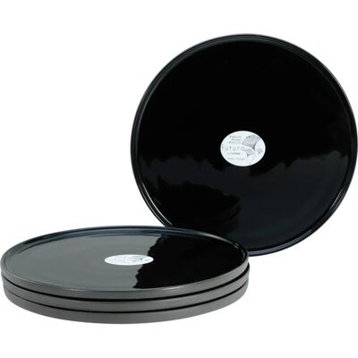CREATABLE Futuro - Juego de 4 Platos Grandes en Negro, 26cm CREATABLE Futuro - Juego de 4 Platos Grandes en Negro, 26cm