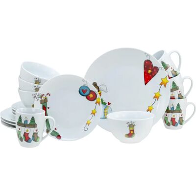 Creatable Luna Socken - 16-tlg. Porzellan Geschirrset - Winterdekor Creatable Luna Socken - 16-tlg. Porzellan Geschirrset - Winterdekor