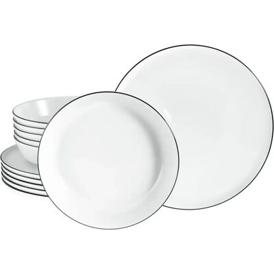 CreaTable Chef Collection Black Line Geschirrset - 12-tlg für 6 Personen CreaTable Chef Collection Black Line Geschirrset - 12-tlg für 6 Personen