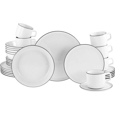 CreaTable Chef Collection Schwarz Linie 30-tlg Geschirrset CreaTable Chef Collection Schwarz Linie 30-tlg Geschirrset