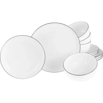 Creatable Allround Schwarz Linie 12-tlg. Porzellan-Geschirrset - Geschirr-Set Creatable Allround Schwarz Linie 12-tlg. Porzellan-Geschirrset - Geschirr-Set