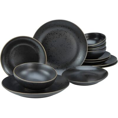 CREATABLE Industrie Geschirr-Set - Schwarz mit Goldrand CREATABLE Industrie Geschirr-Set - Schwarz mit Goldrand