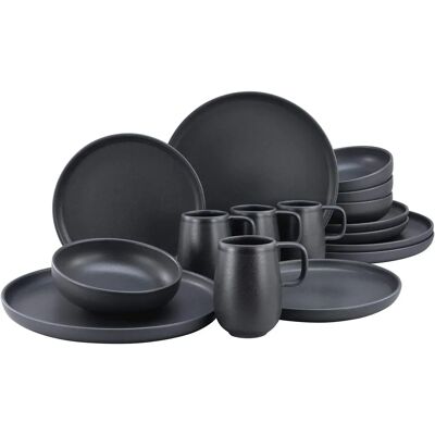 CreaTable Uno Black - Ensemble de vaisselle 16 pièces pour 4 - Service CreaTable Uno Black - Ensemble de vaisselle 16 pièces pour 4 - Service