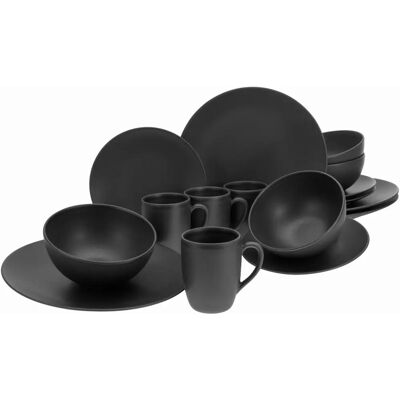 CreaTable Soft Touch Black - 16 részes készlet 4 személyre - Modern matt felület CreaTable Soft Touch Black - 16 részes készlet 4 személyre - Modern matt felület