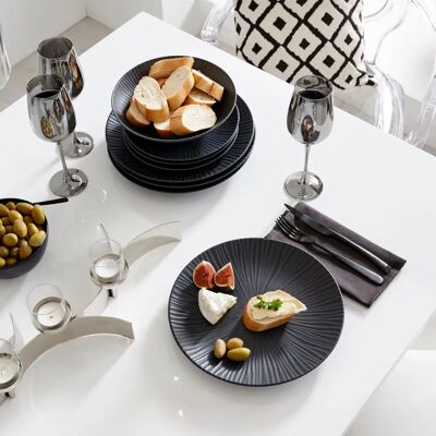 Service de vaisselle Vesuvio de CreaTable - 12 pièces, noir, look organique - Publicité Service de vaisselle Vesuvio de CreaTable - 12 pièces, noir, look organique - Publicité