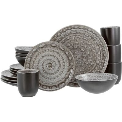 CreaTable Villa Romana Geschirr-Set - 16 Teile, Grau, für 4 Personen CreaTable Villa Romana Geschirr-Set - 16 Teile, Grau, für 4 Personen