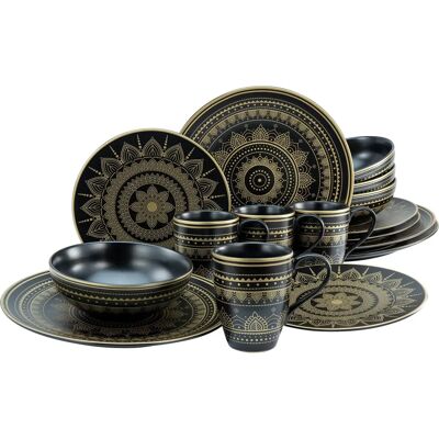 Creatable Mandala Gold Dinnerware Set - 16 Pieces for 4 Persons Creatable Mandala Gold Dinnerware Set - 16 Pieces for 4 Persons