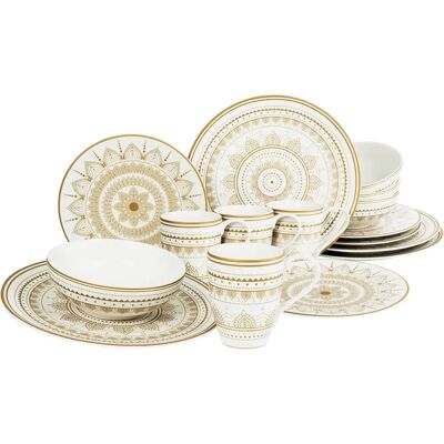 CREATABLE Mandala Gold Dinnerware Set - 16 Pieces for 4 CREATABLE Mandala Gold Dinnerware Set - 16 Pieces for 4