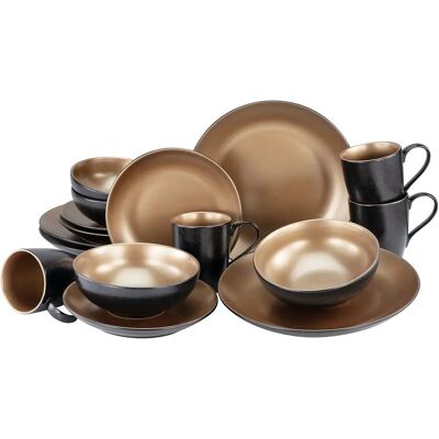 Ensemble de vaisselle Glamour Gold de CreaTable - 16 pièces pour 4 personnes Ensemble de vaisselle Glamour Gold de CreaTable - 16 pièces pour 4 personnes