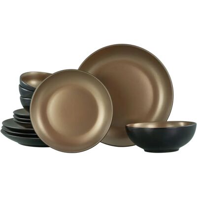 Service de vaisselle Creatable - 12 pièces, grès, or et glamour Service de vaisselle Creatable - 12 pièces, grès, or et glamour
