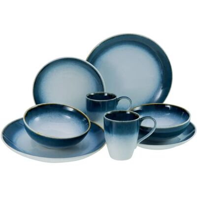Creatable Casade Blau 8-tlg. Steinzeug-Set - Dinnerware Set Creatable Casade Blau 8-tlg. Steinzeug-Set - Dinnerware Set