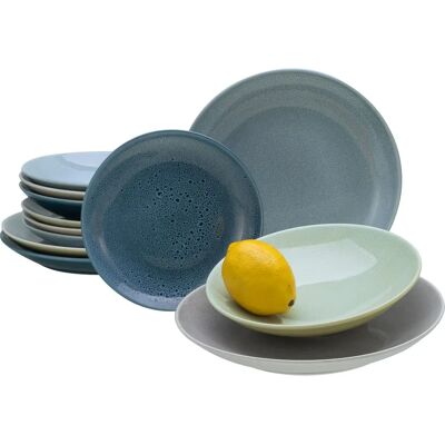 CREATABLE Reaktives 12-teiliges Geschirr-Set - Einzigartige Glasur CREATABLE Reaktives 12-teiliges Geschirr-Set - Einzigartige Glasur