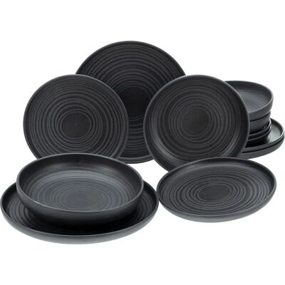 CREATABLE Uno Schwarzes 12-teiliges Geschirr-Set - Geschirr-Set CREATABLE Uno Schwarzes 12-teiliges Geschirr-Set - Geschirr-Set